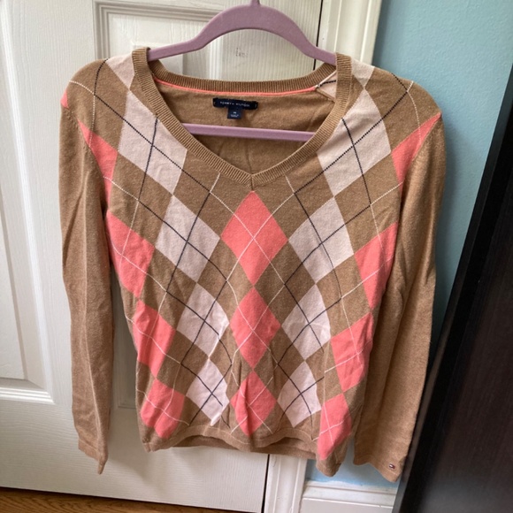 Tommy Hilfiger pink white diamond plaid pullover sweater - Picture 6 of 7